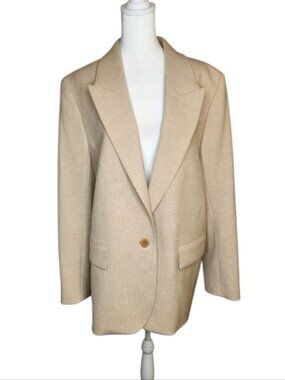 Wilfred Single Breasted Relaxed Blazer with Peaked Lapels Tan Size Large